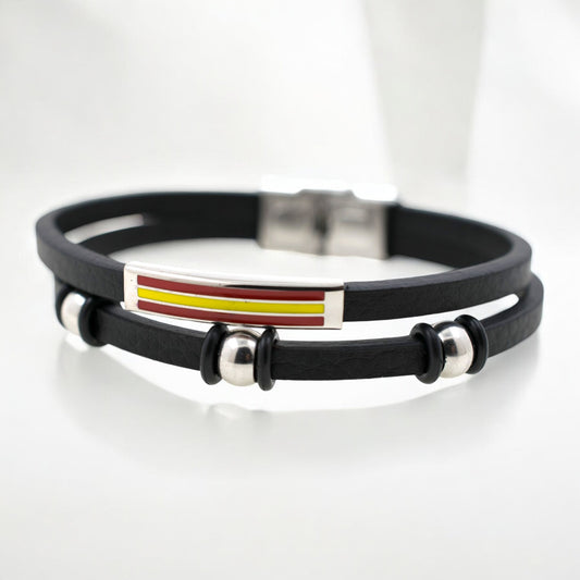 Pulsera acero polipiel Hombre Bandera España 64
