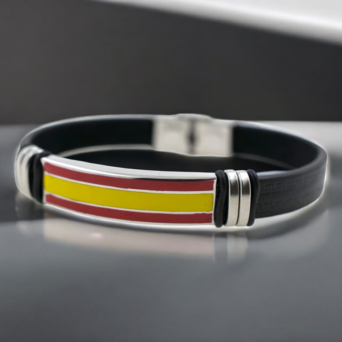 Pulsera acero polipiel Hombre Bandera España 65