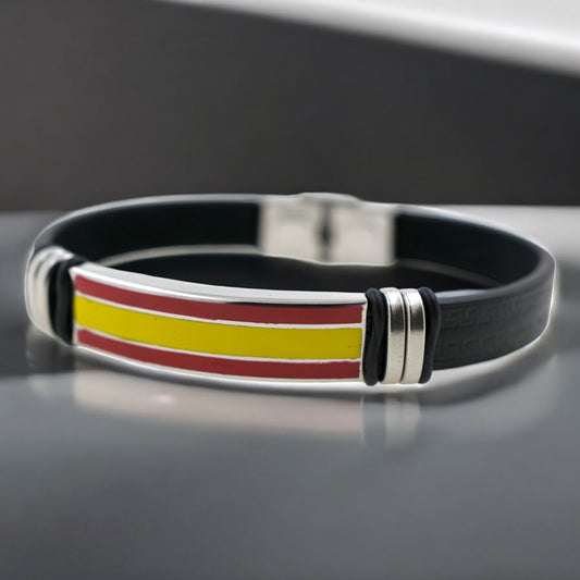 Pulsera acero polipiel Hombre Bandera España 65
