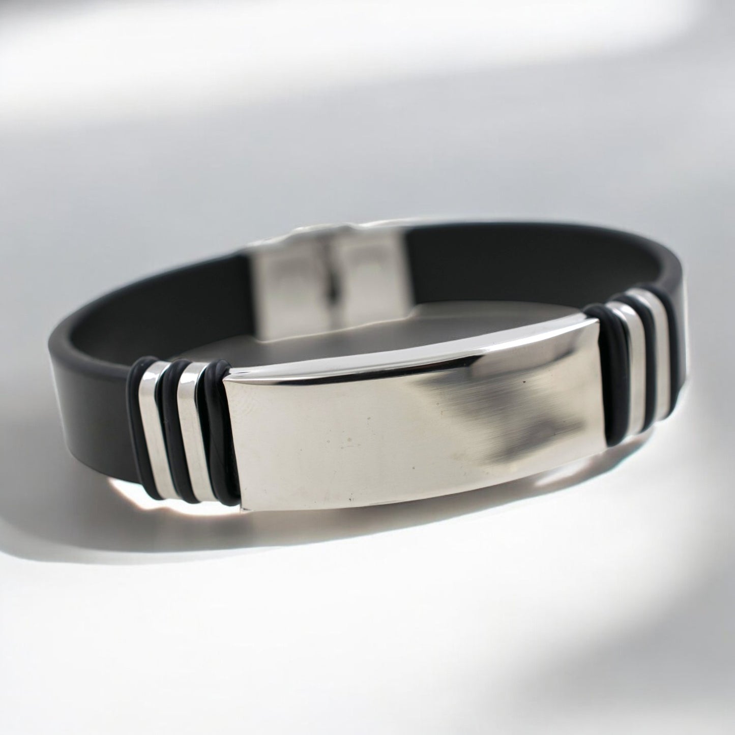 Pulsera acero polipiel Hombre 70