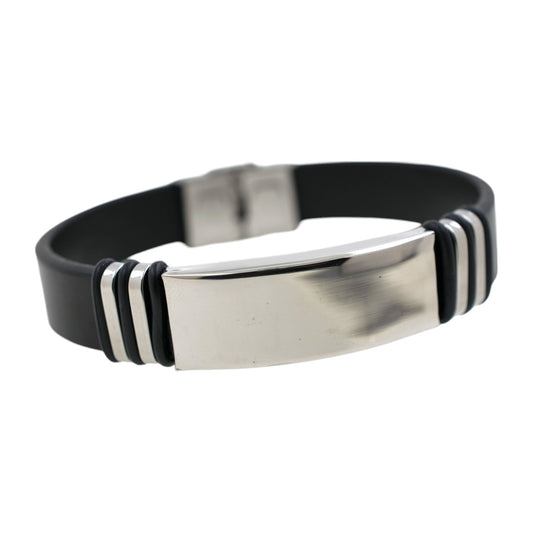 Pulsera acero polipiel Hombre 70