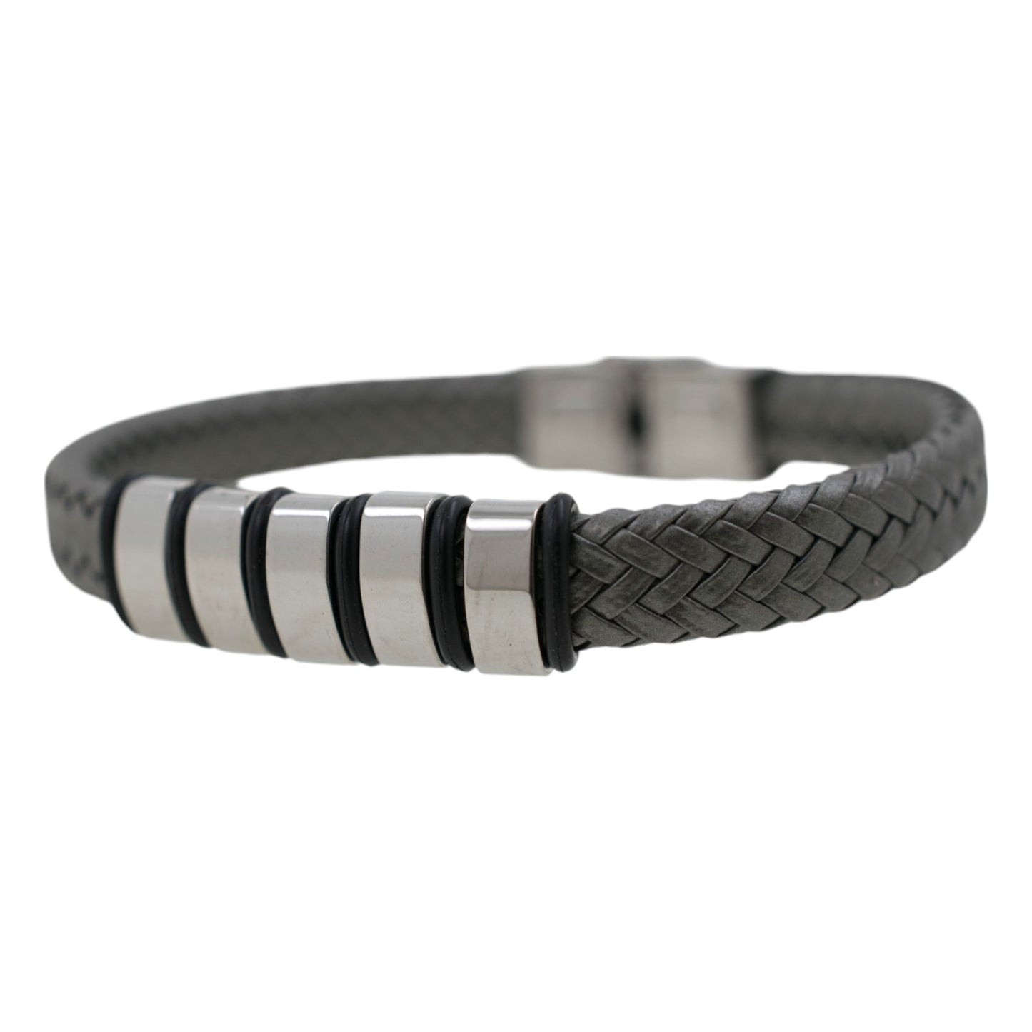 Pulsera acero polipiel Hombre 73 trenzado