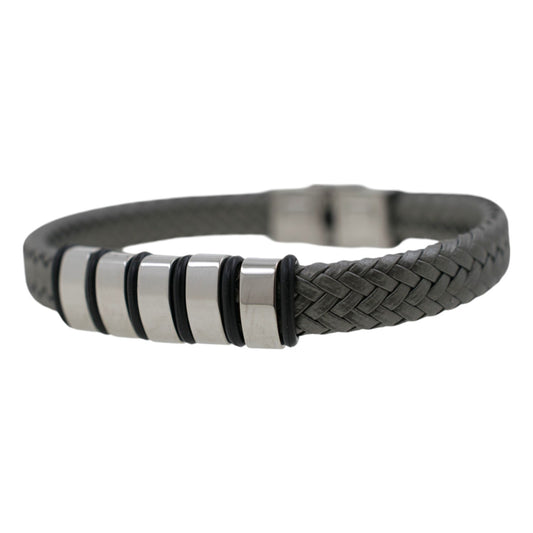 Pulsera acero polipiel Hombre 73 trenzado