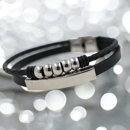 Pulsera acero polipiel Hombre 76