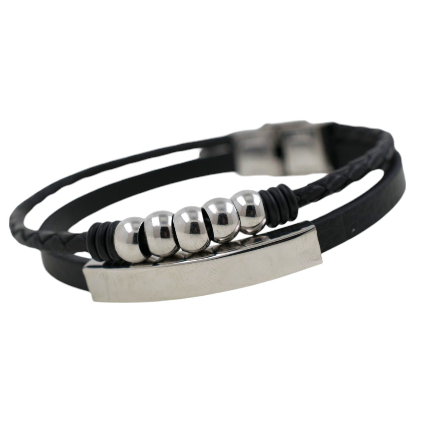 Pulsera acero polipiel Hombre 76