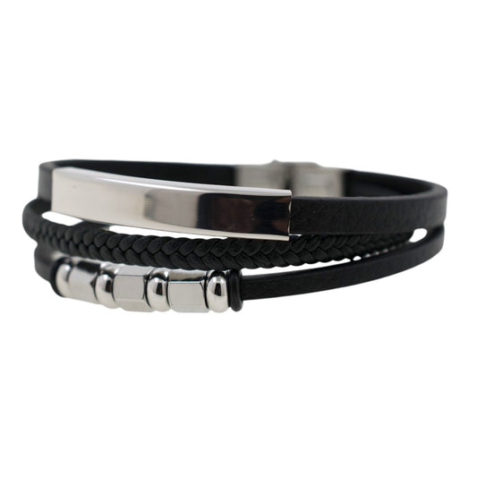 Pulsera acero polipiel Hombre 77