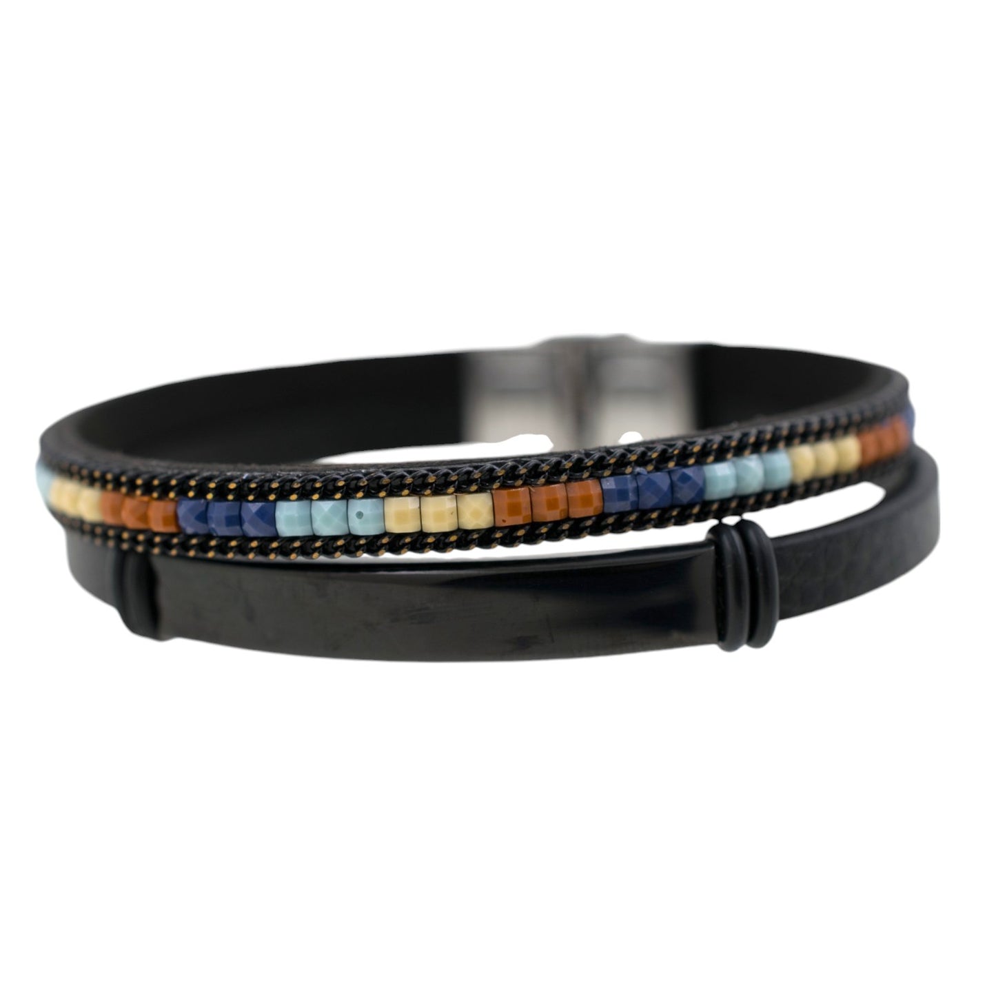 Pulsera acero polipiel Hombre 79
