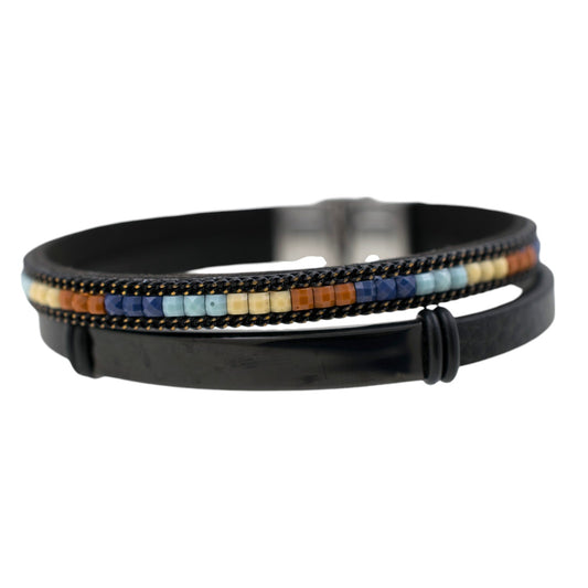 Pulsera acero polipiel Hombre 79