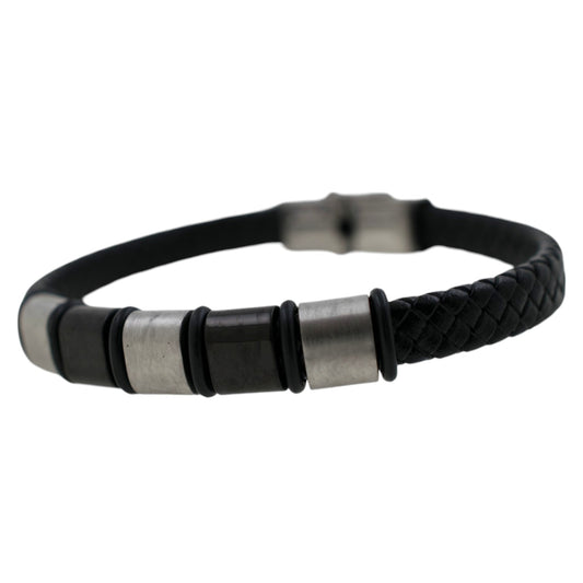 Pulsera acero polipiel Hombre 80