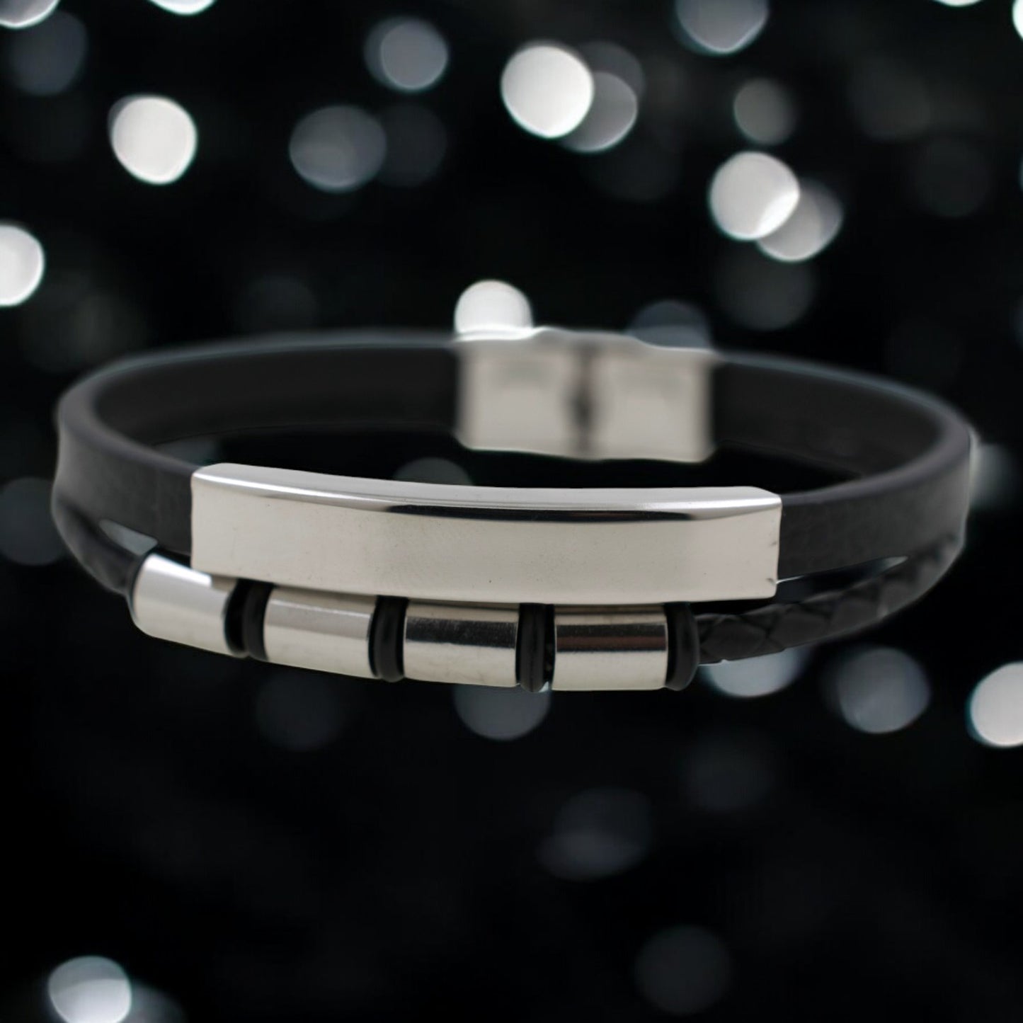 Pulsera acero polipiel Hombre 81