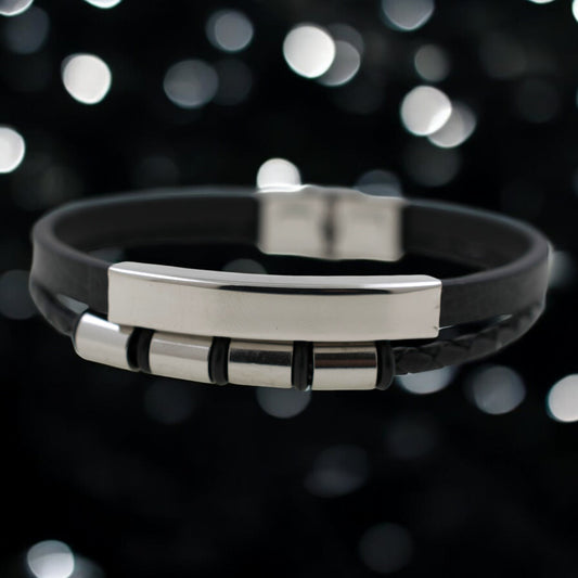 Pulsera acero polipiel Hombre 81