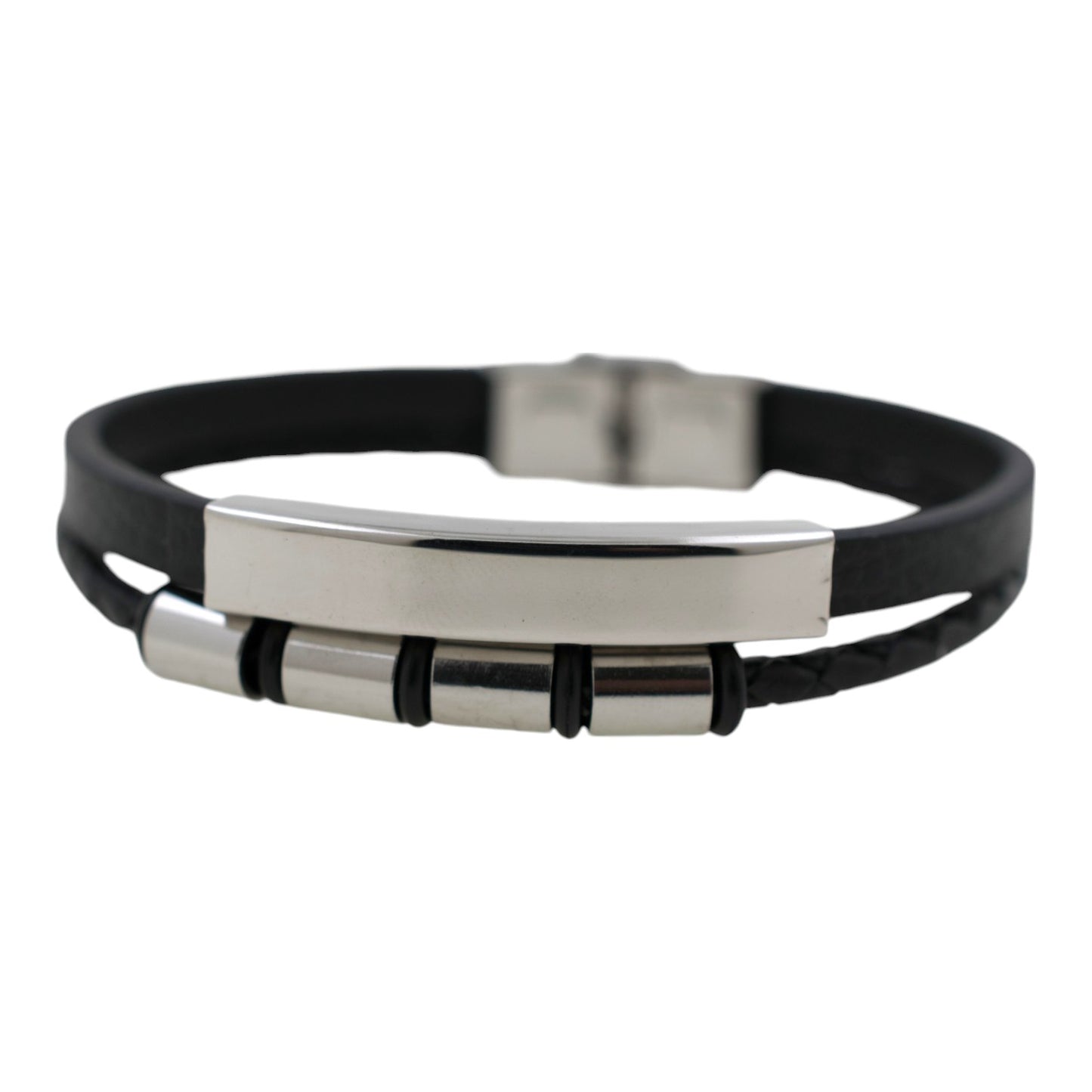 Pulsera acero polipiel Hombre 81