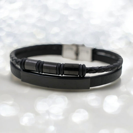 Pulsera acero polipiel Hombre 82