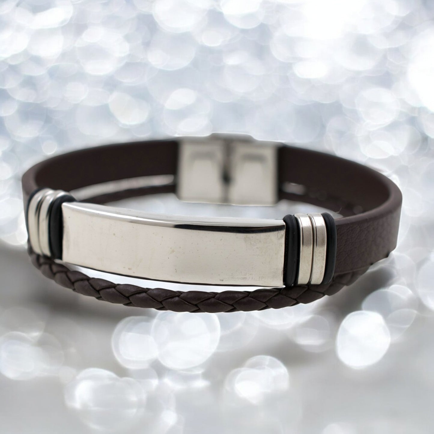 Pulsera acero polipiel Hombre 83