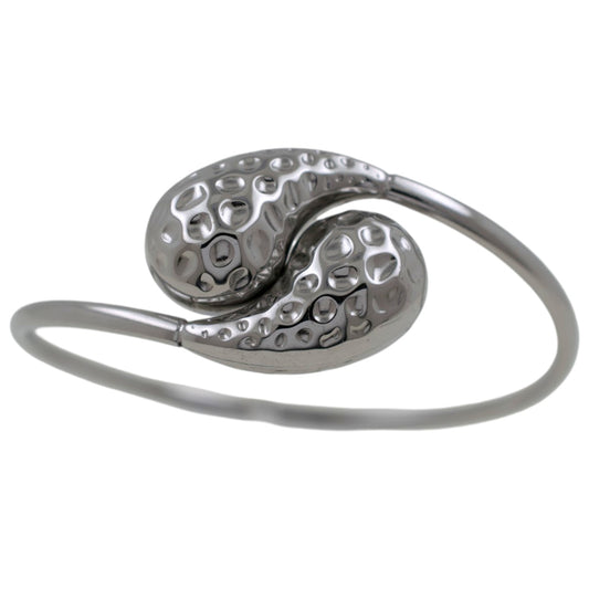 Brazalete acero Plateado Gota rugosa