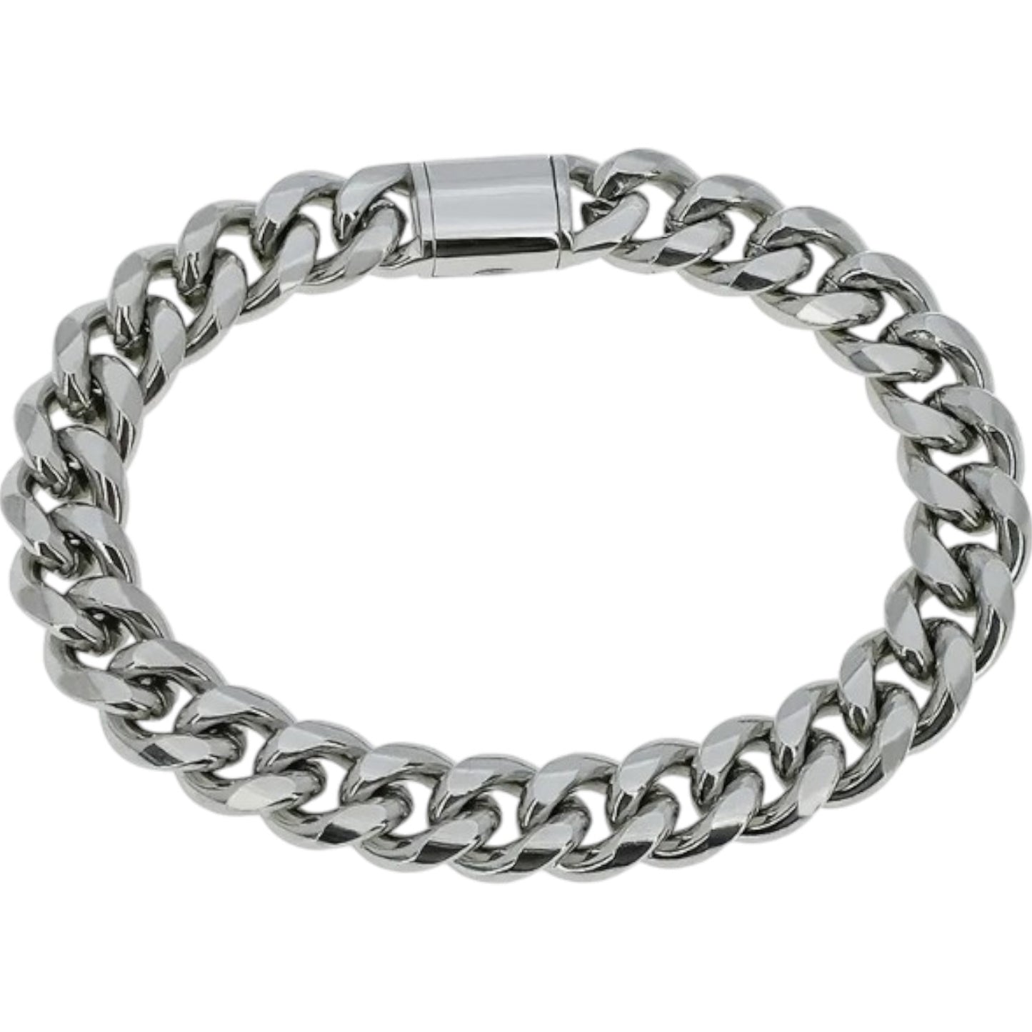 Pulsera Acero Plateado cadena Cubana Hombre