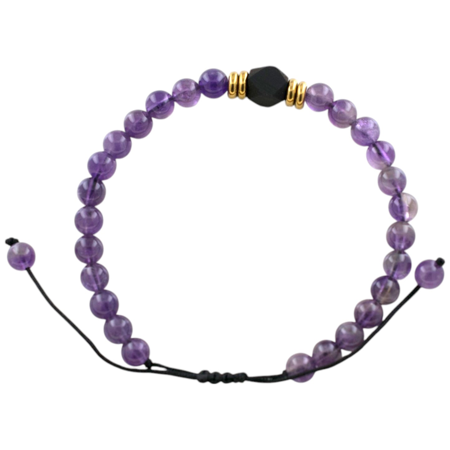 Pulsera ajustable Amatista con Azabache REF. 7