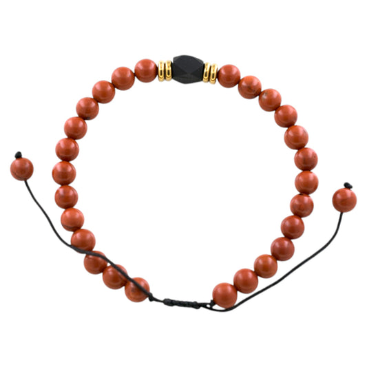 Pulsera ajustable Jaspe Rojo con Azabache REF. 6