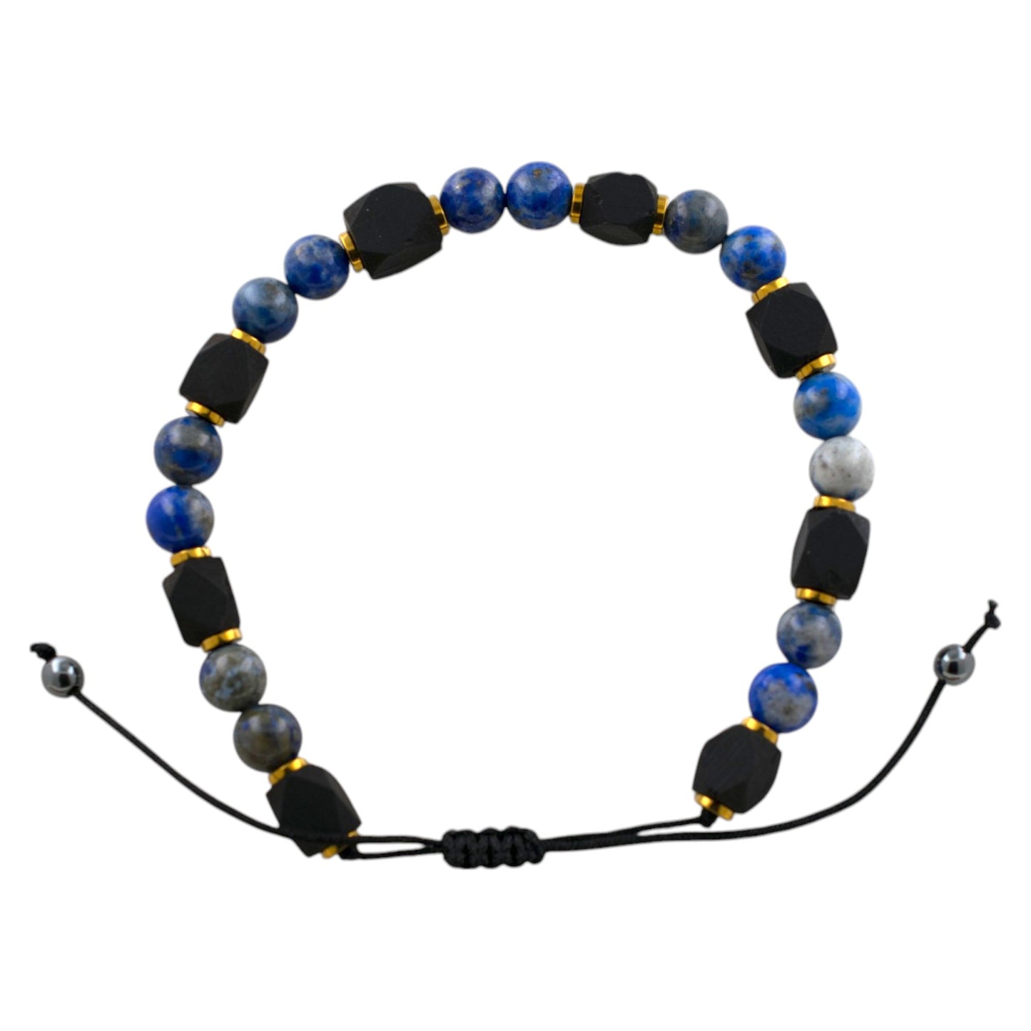Pulsera ajustable Lapislázuli con Azabache REF. 9
