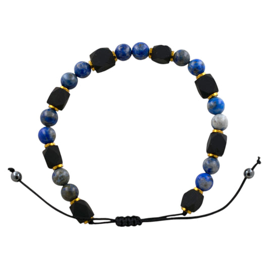 Pulsera ajustable Lapislázuli con Azabache REF. 9