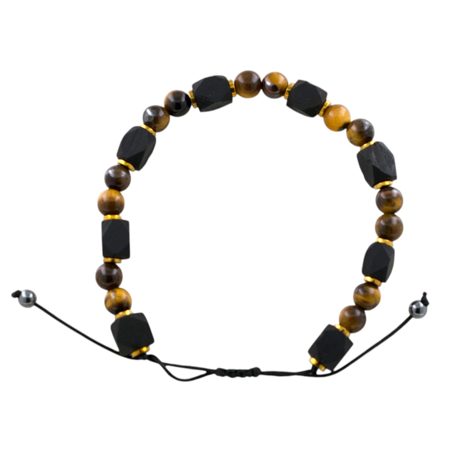 Pulsera ajustable Ojo de Tigre con Azabache REF. 9