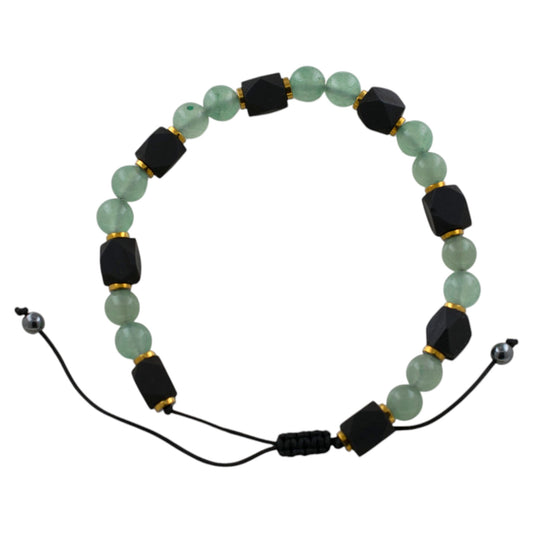 Pulsera ajustable Aventurina con Azabache REF. 9