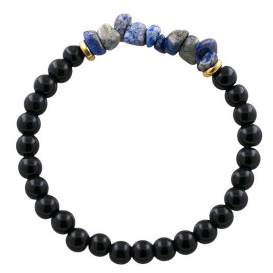 Pulsera Mineral Obsidiana Chips Lalislazuli REF. 4