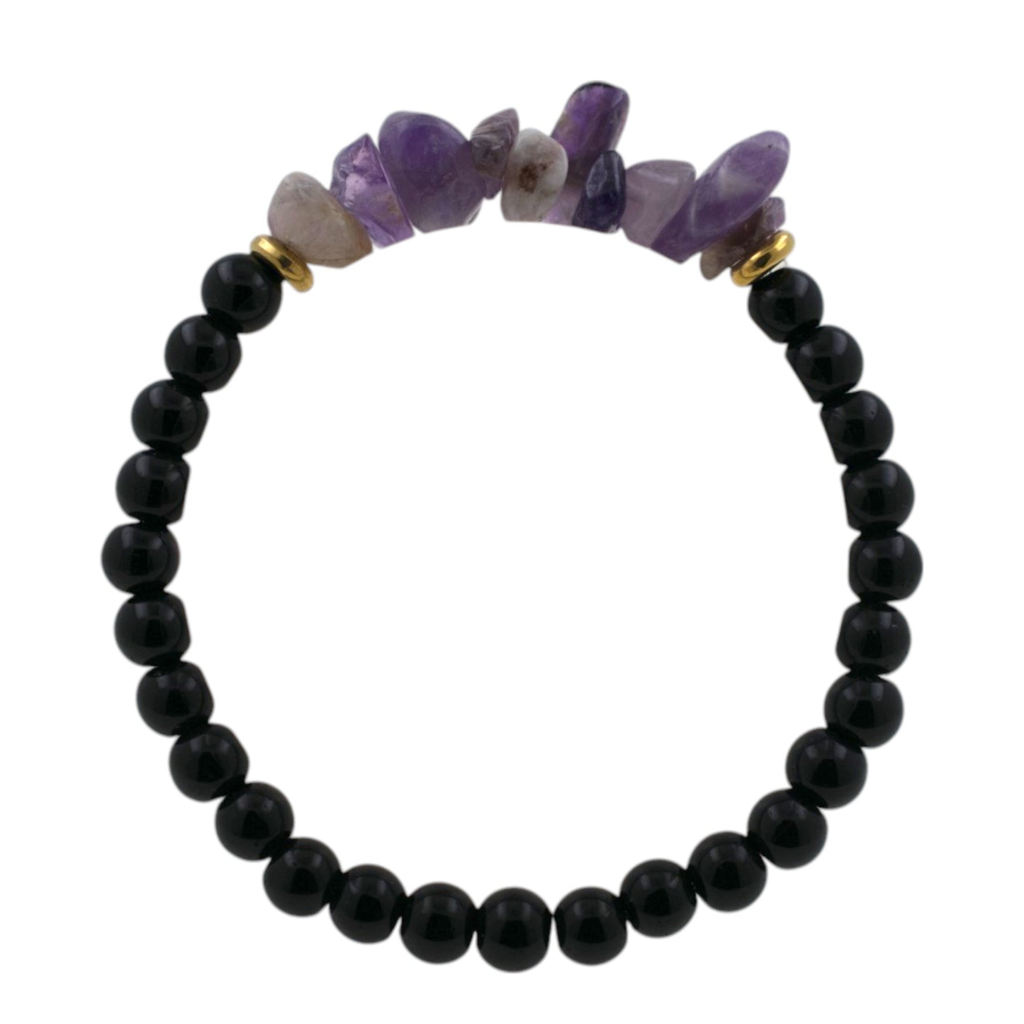 Pulsera Mineral Obsidiana Chips Amatista REF. 4