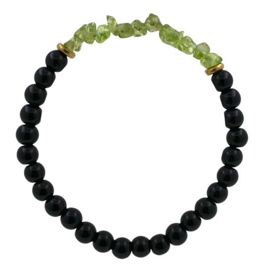 Pulsera Mineral Obsidiana Chips Olivina REF. 5