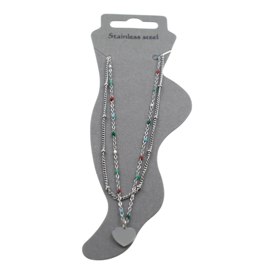 Tobillera Acero Plata CORAZÓN LISO - 6