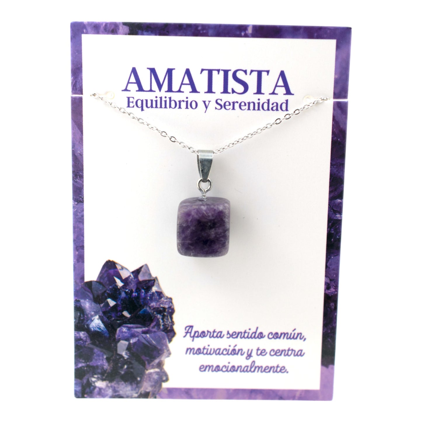 Colgante Acero Mineral de Amatista REF 3