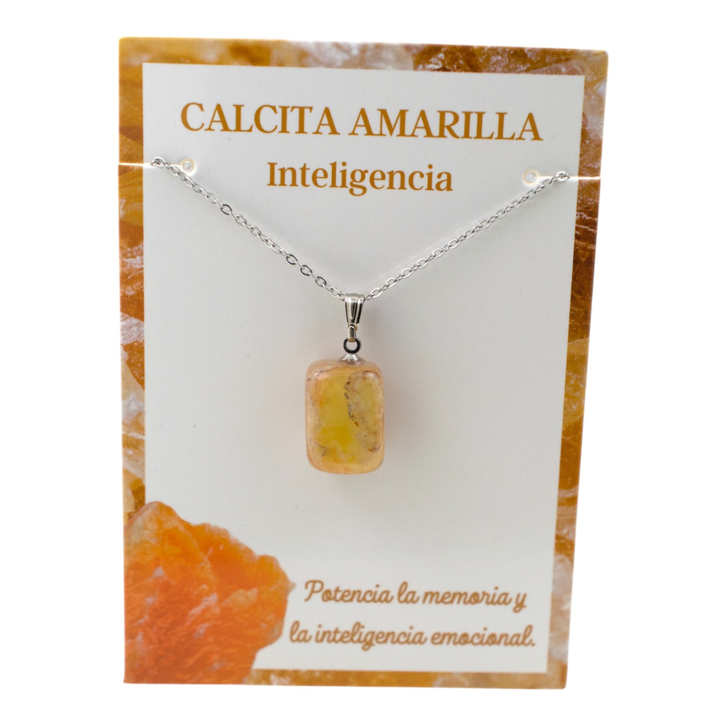 Colgante Acero Mineral de Calcita Amarilla REF 3