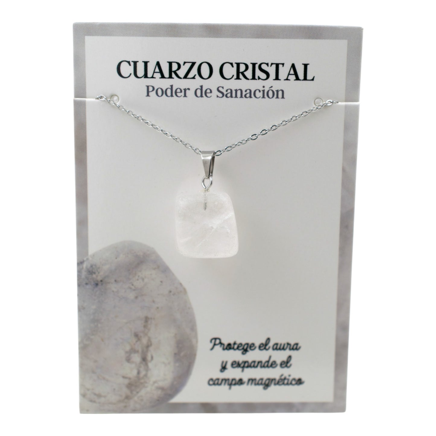 Colgante Acero Mineral de Cuarzo Cristal REF 3