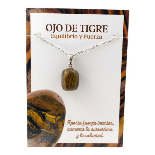 Colgante Acero Mineral de Ojo de Tigre REF 3