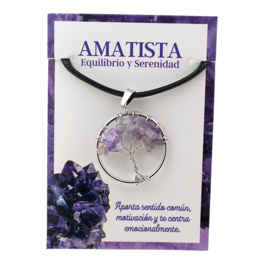 Colgante Árbol de la Vida Amatista Plateado REF4