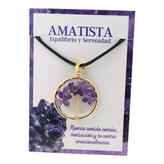 Colgante Árbol de la Vida Amatista Dorado REF4