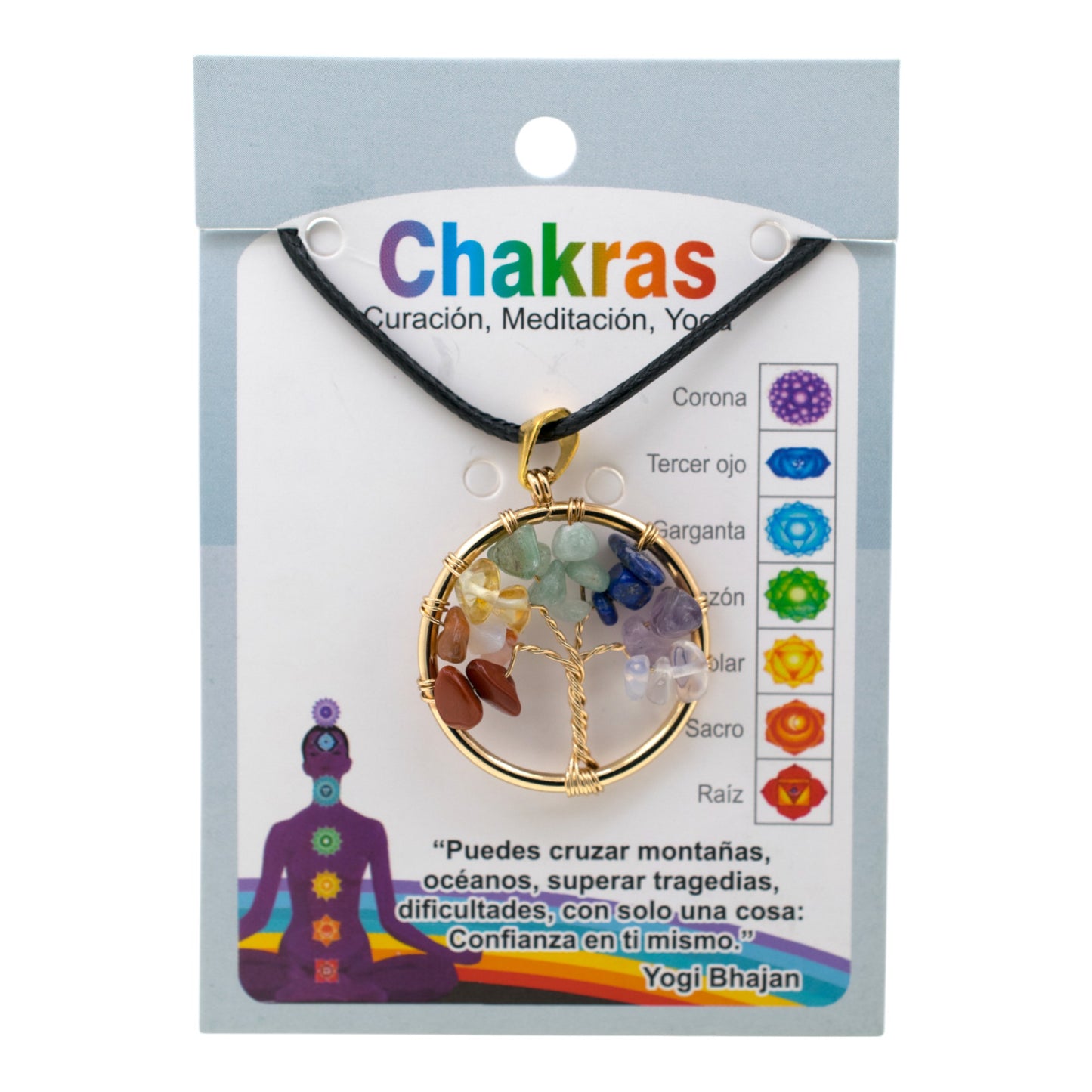 Colgante Árbol de la Vida 7 Chakras Dorado REF 4