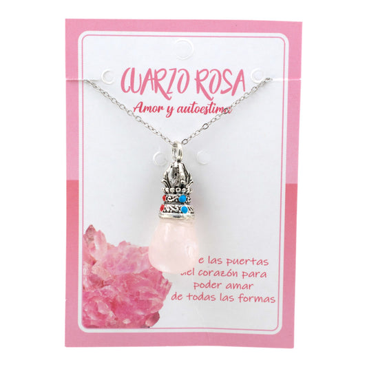 Colgante acero Dorge Vajra con Cuarzo Rosa REF 5