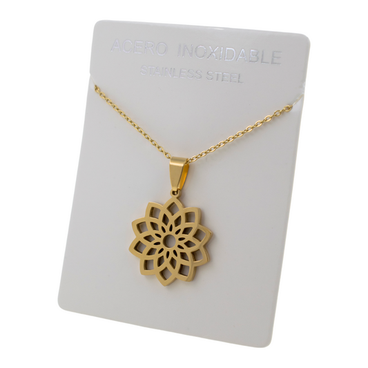 Colgante Acero Dorado Flor de Loto REF. 4