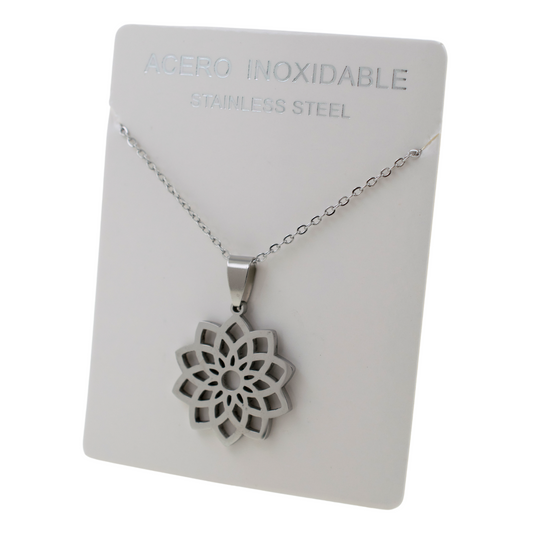 Colgante Acero Plateado Flor de Loto REF. 4