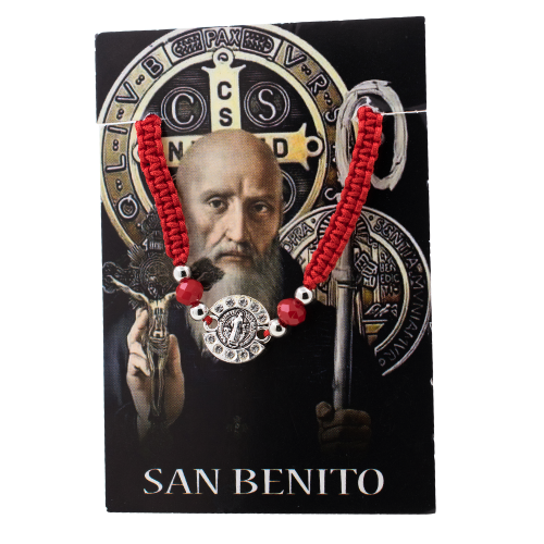 Pulsera Roja Tejida San Benito Brillantes REF 3