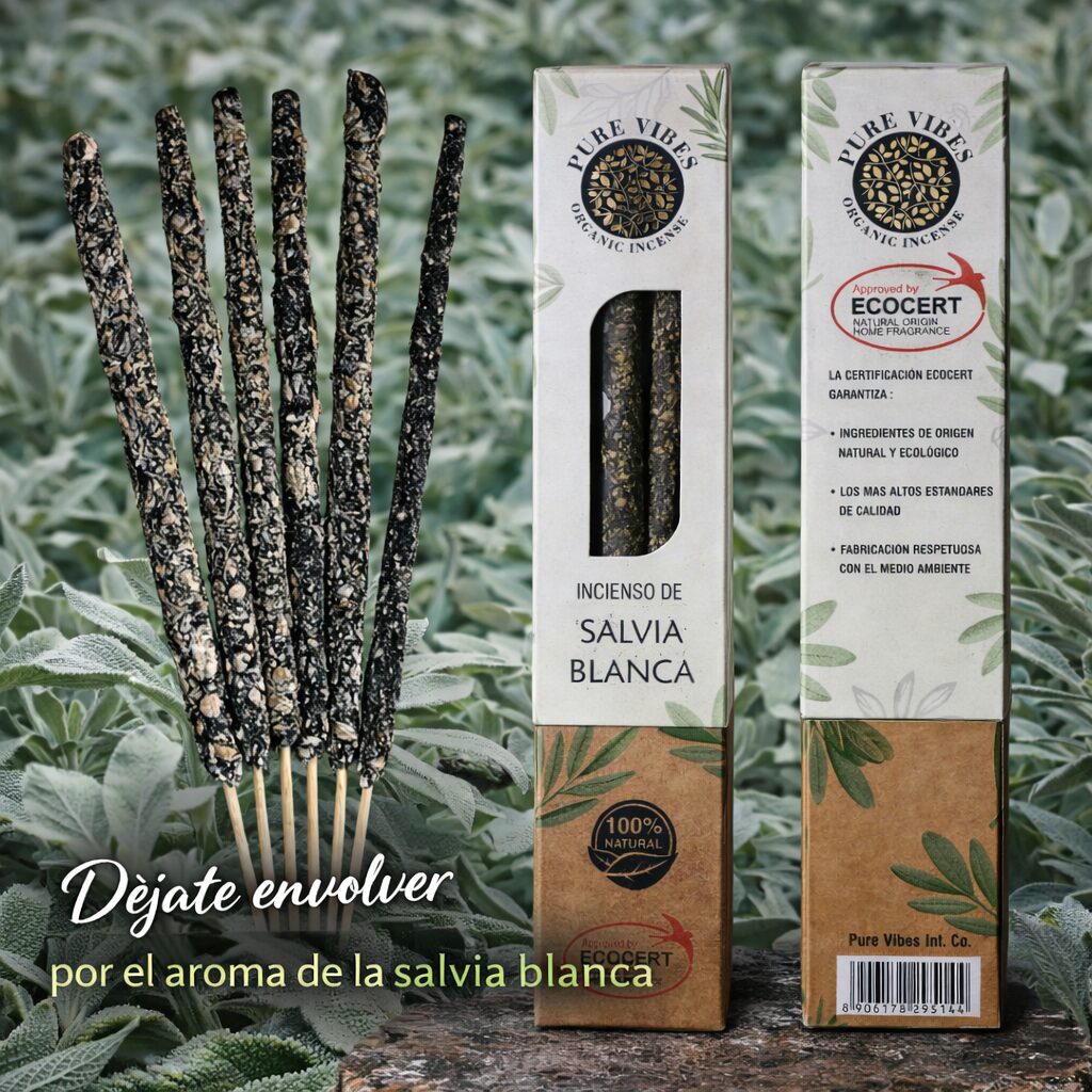 Incienso orgánico Pure Vibes SALVIA BLANCA Pack 12 cajas