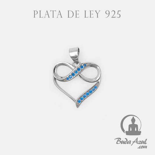 Colgante Plata de Ley 925 CORAZON INFINITO CIRCONITAS AZUL REF. 490