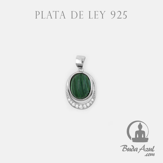 Colgante Plata de Ley 925 OVALADO MALAQUITA REF. 590