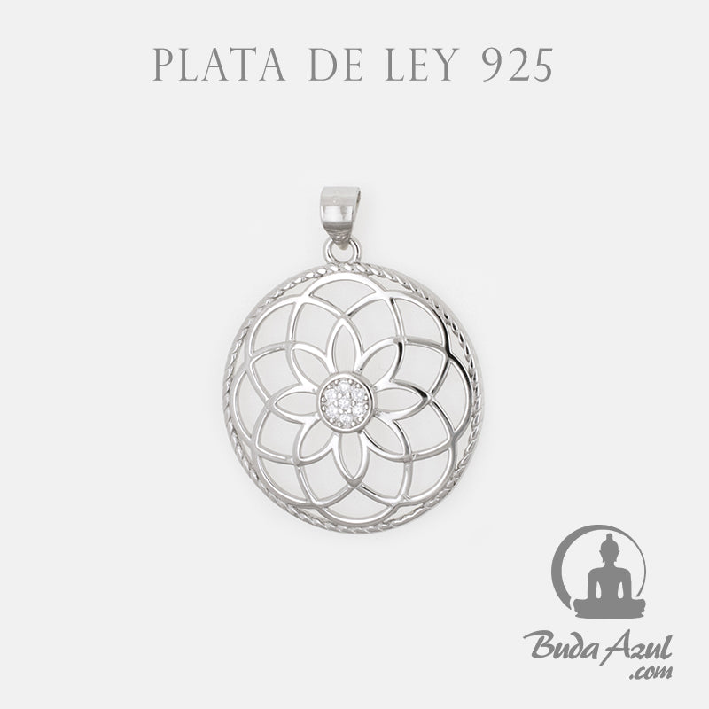 Colgante Plata de Ley 925 FLOR DE LOTO CIRCONITA REF. 690