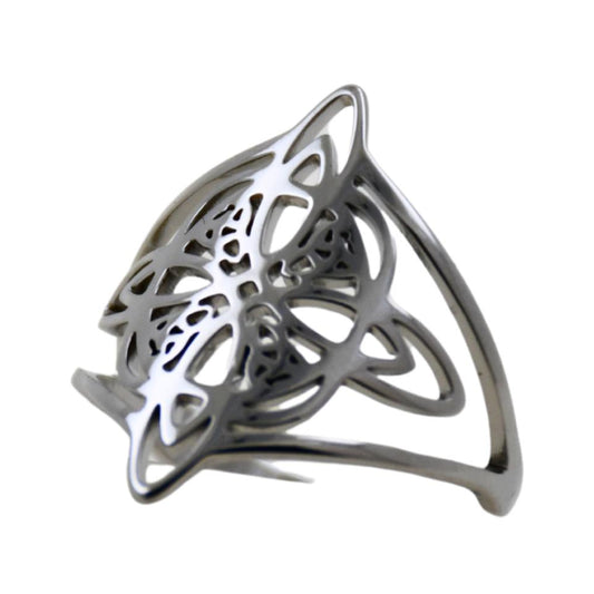 Anillo Acero Plateado Nudo deBrujas ajustable REF4