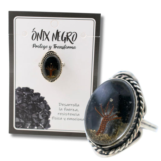 Anillo Alpaca Árbol ÓNIX NEGRO REF. 6