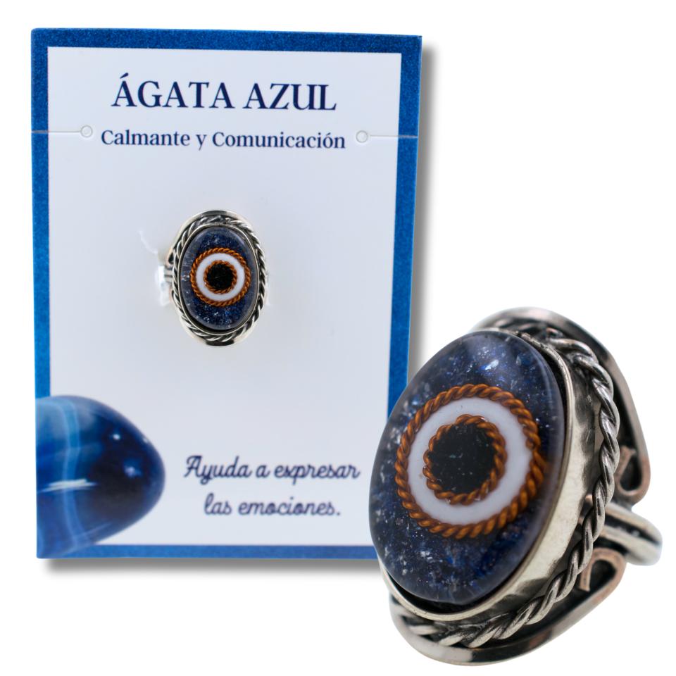 Anillo Alpaca Ojo ÁGATA AZUL REF. 6