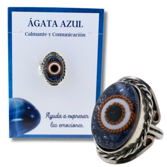 Anillo Alpaca Ojo ÁGATA AZUL REF. 6