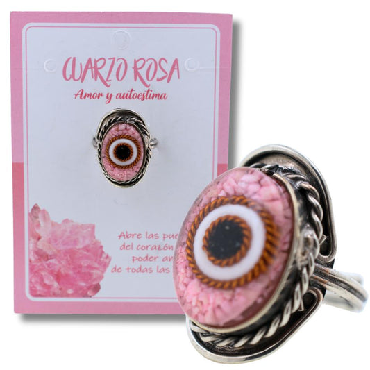 Anillo Alpaca Ojo CUARZO ROSA REF. 6
